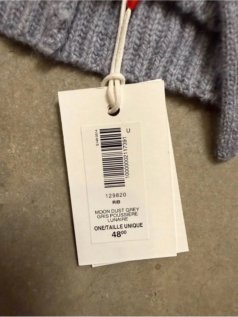 Aritzia Light Gray Ribbed Merino Wool Hood